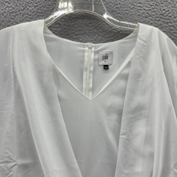 Cabi Womens Indulge Tunic Top Medium Ivory Layered V-Neck Lightweight Drape - Picture 3 of 13